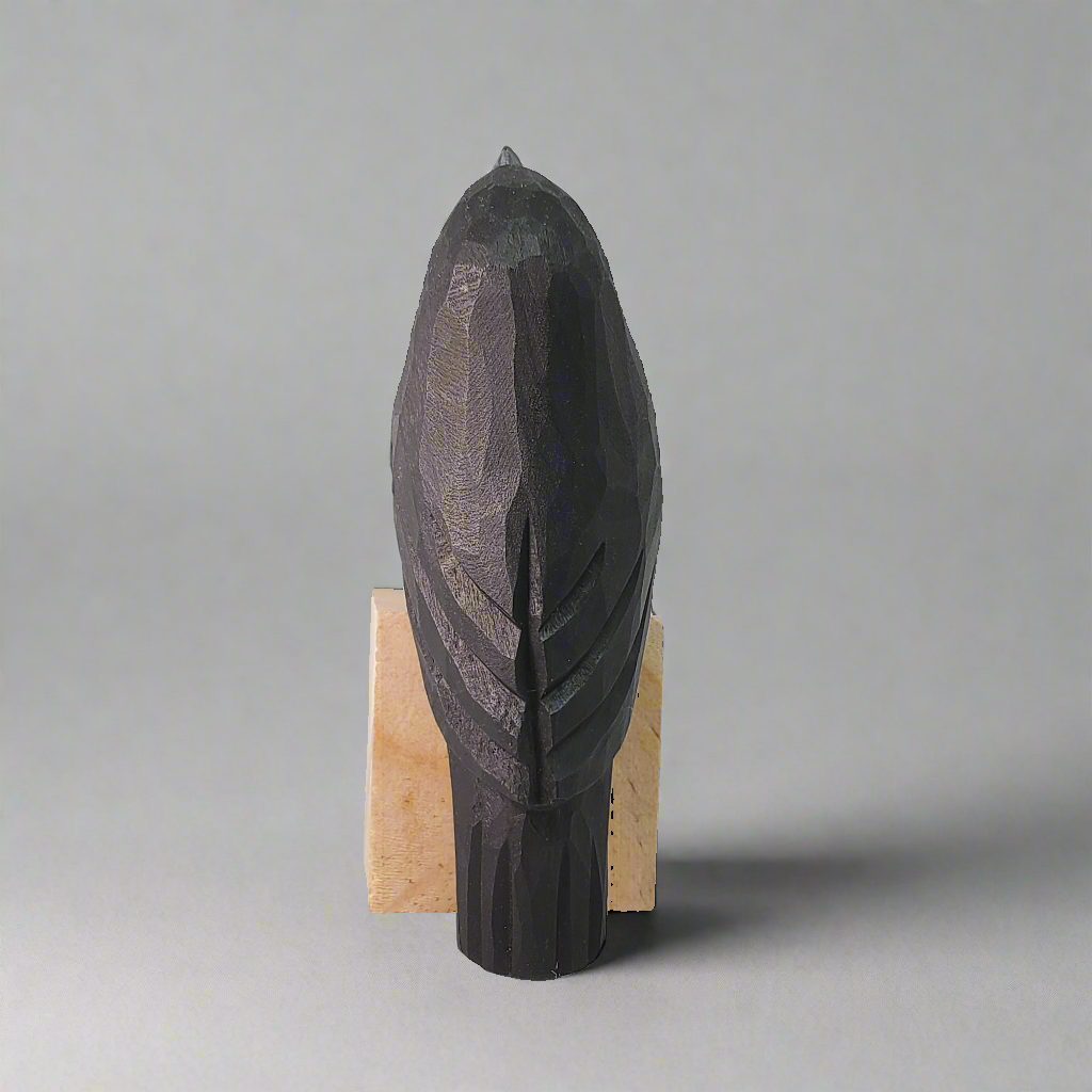 Hand-Carved Wooden Crow Figurine