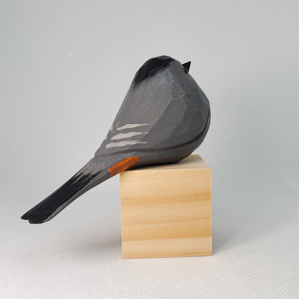 Catbird Hand-Carved & Painted Wooden Figurine - Elegant Nature Decor