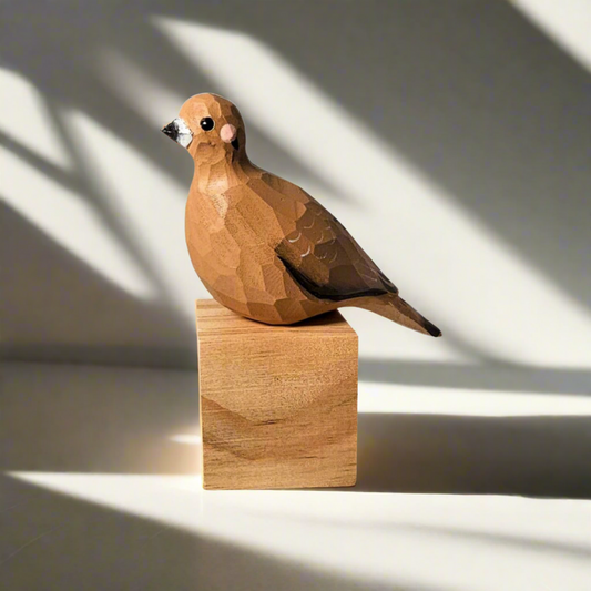 Hand-Painted Mourning Dove Sculpted Wood Bird Figure