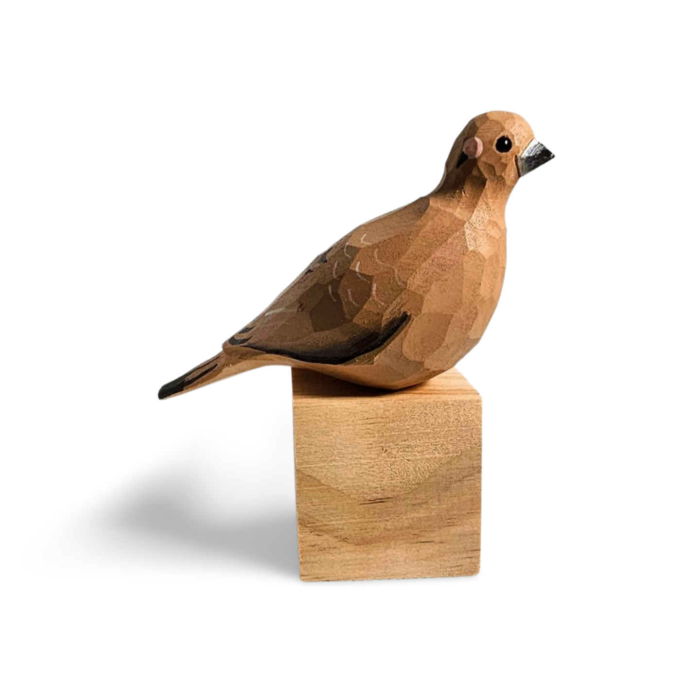 Hand-Painted Mourning Dove Sculpted Wood Bird Figure