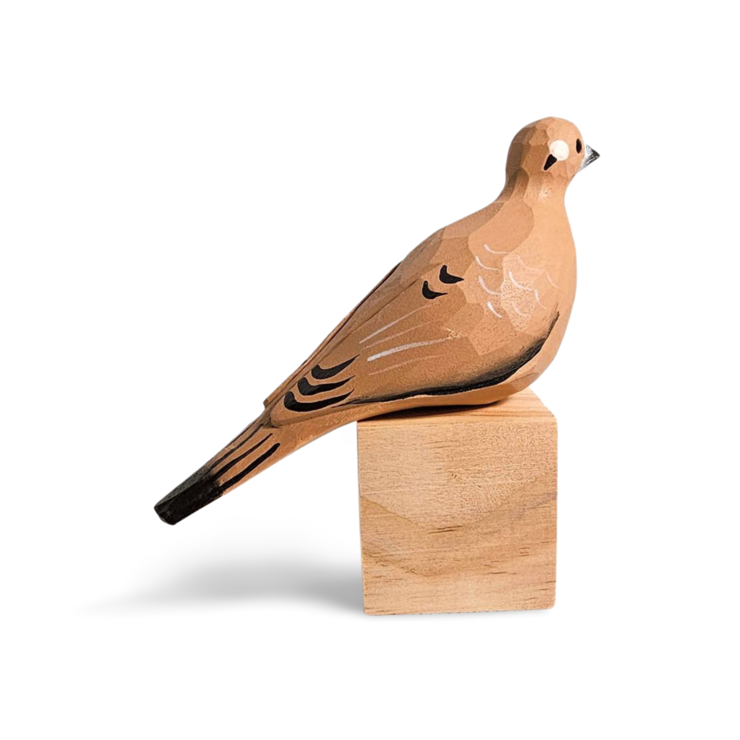 Hand-Painted Mourning Dove Sculpted Wood Bird Figure