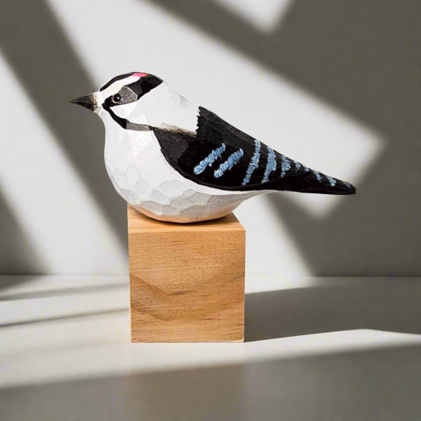 Hand-Painted Downy Woodpecker Figurine