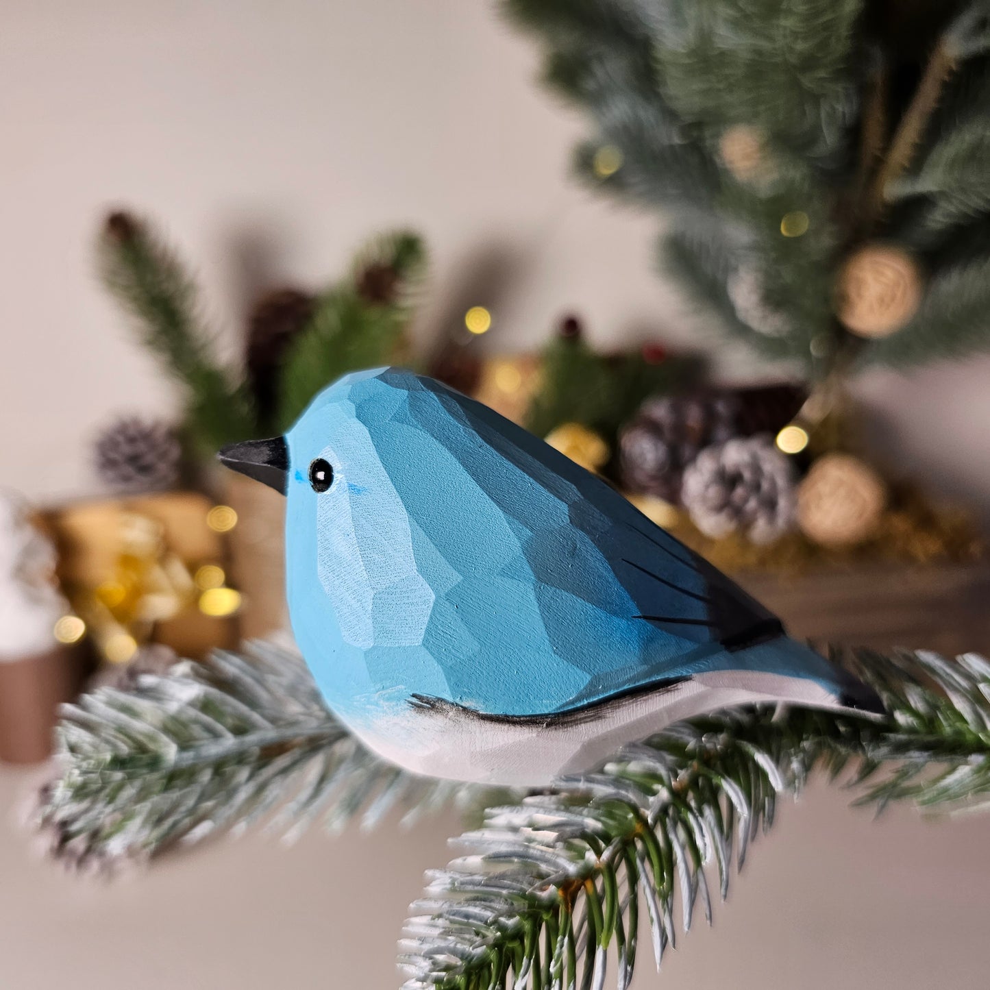 Mountain Bluebird Clip-on Bird Ornament