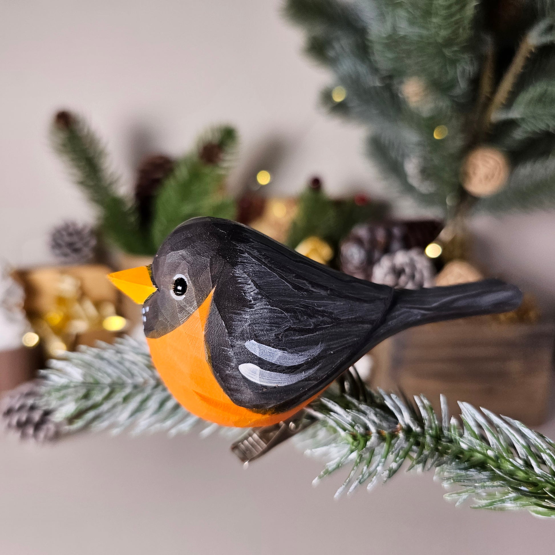 American Robin Clip-on Bird Ornament - Front View