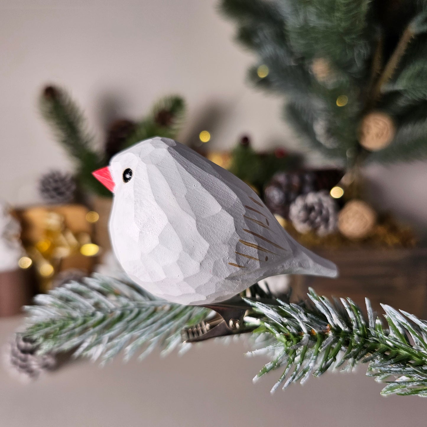 Zebra Finch Bird Clip-on Ornament