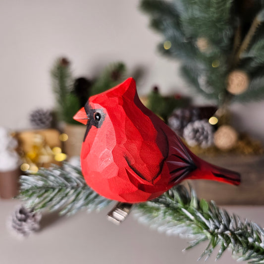 Cardinal Male Clip-on Bird Ornament