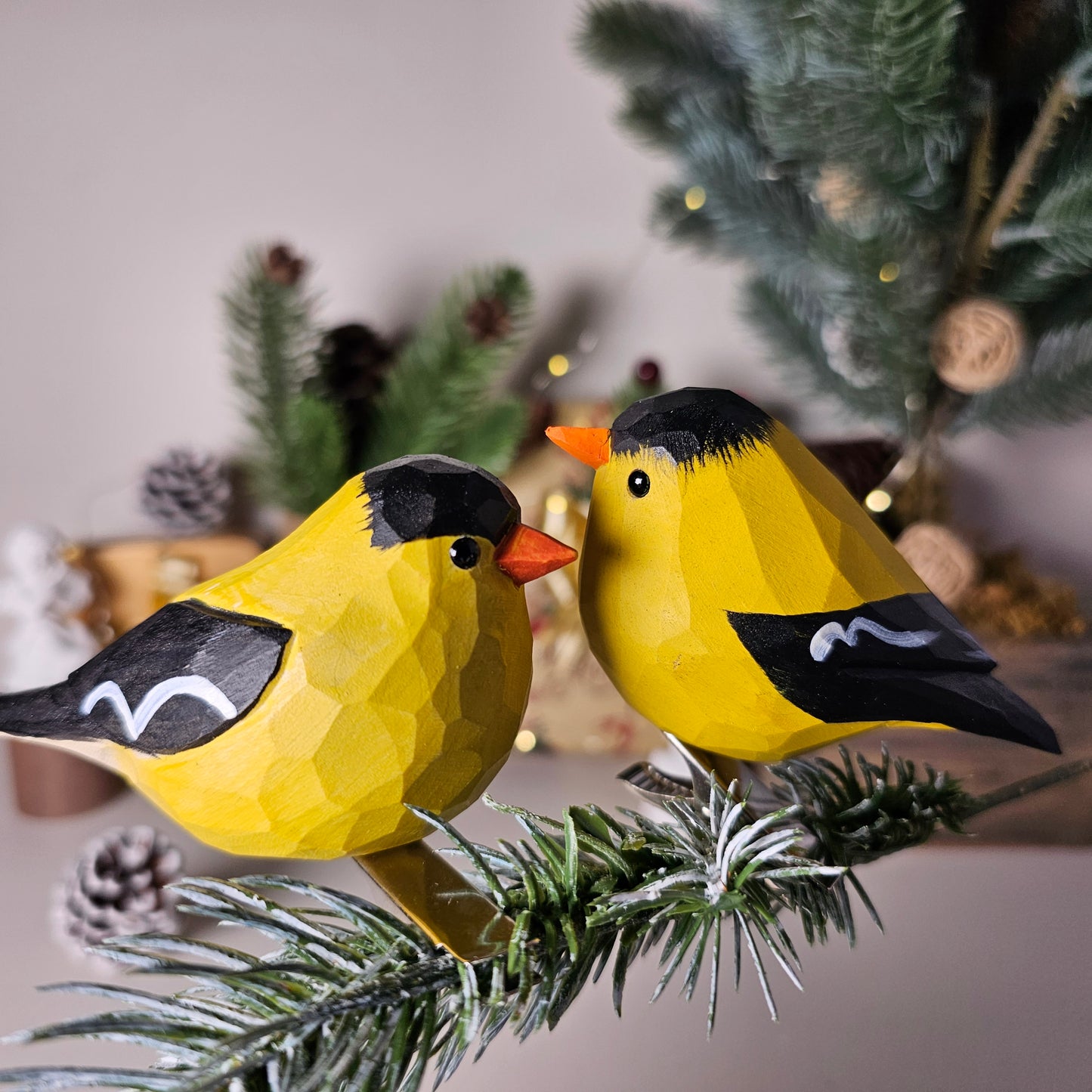 American Goldfinch Clip-on Bird Ornament - Side View