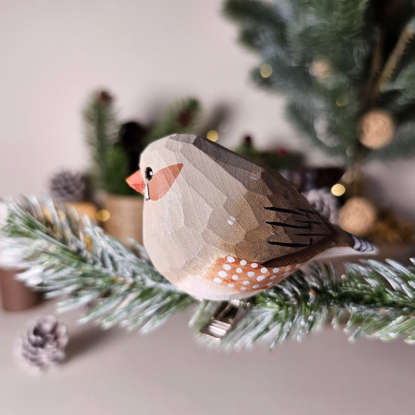 Zebra Finch Bird Clip-on Ornament