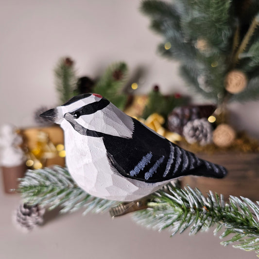 Downy Woodpecker Clip-on Bird Ornament