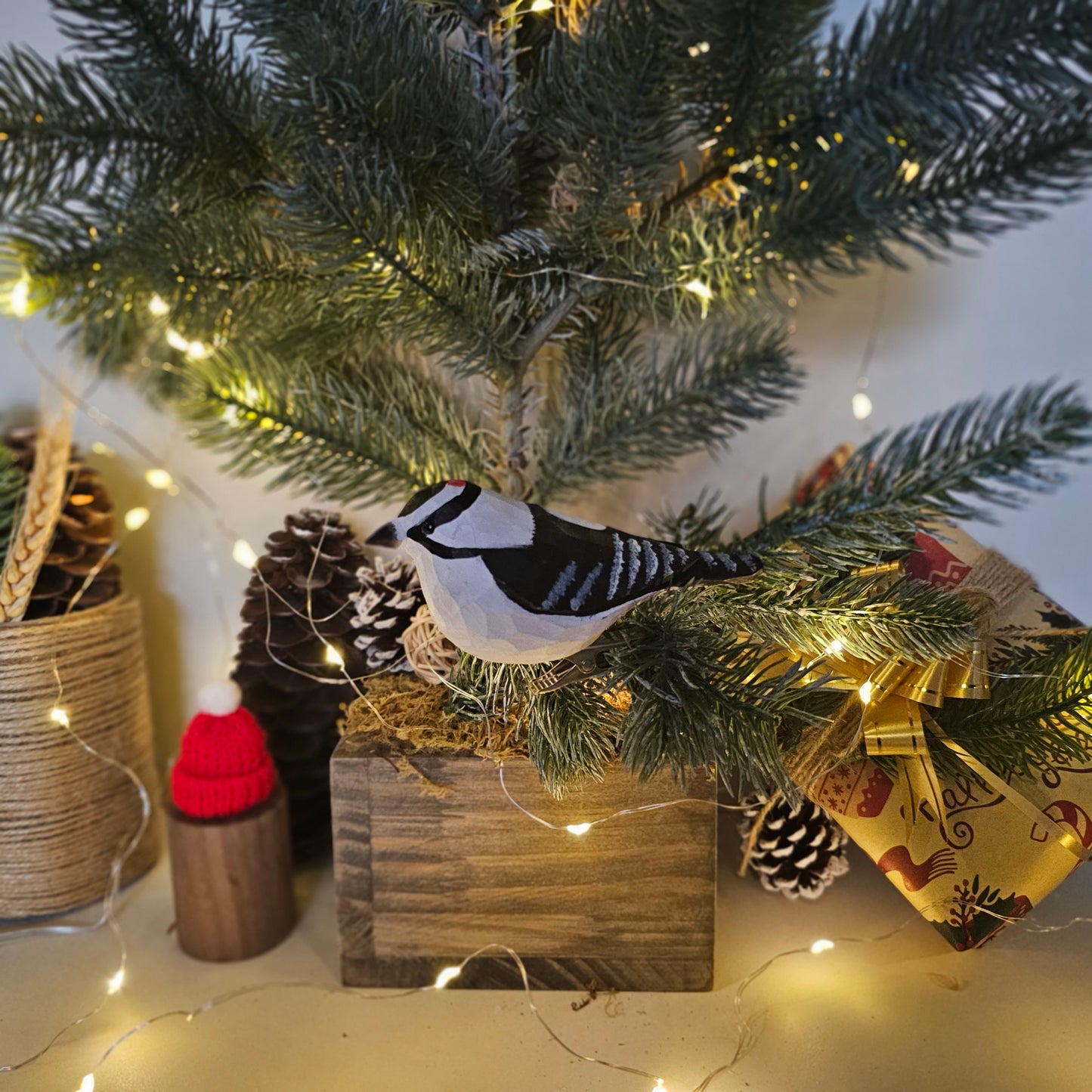 Downy Woodpecker Clip-on Bird Ornament