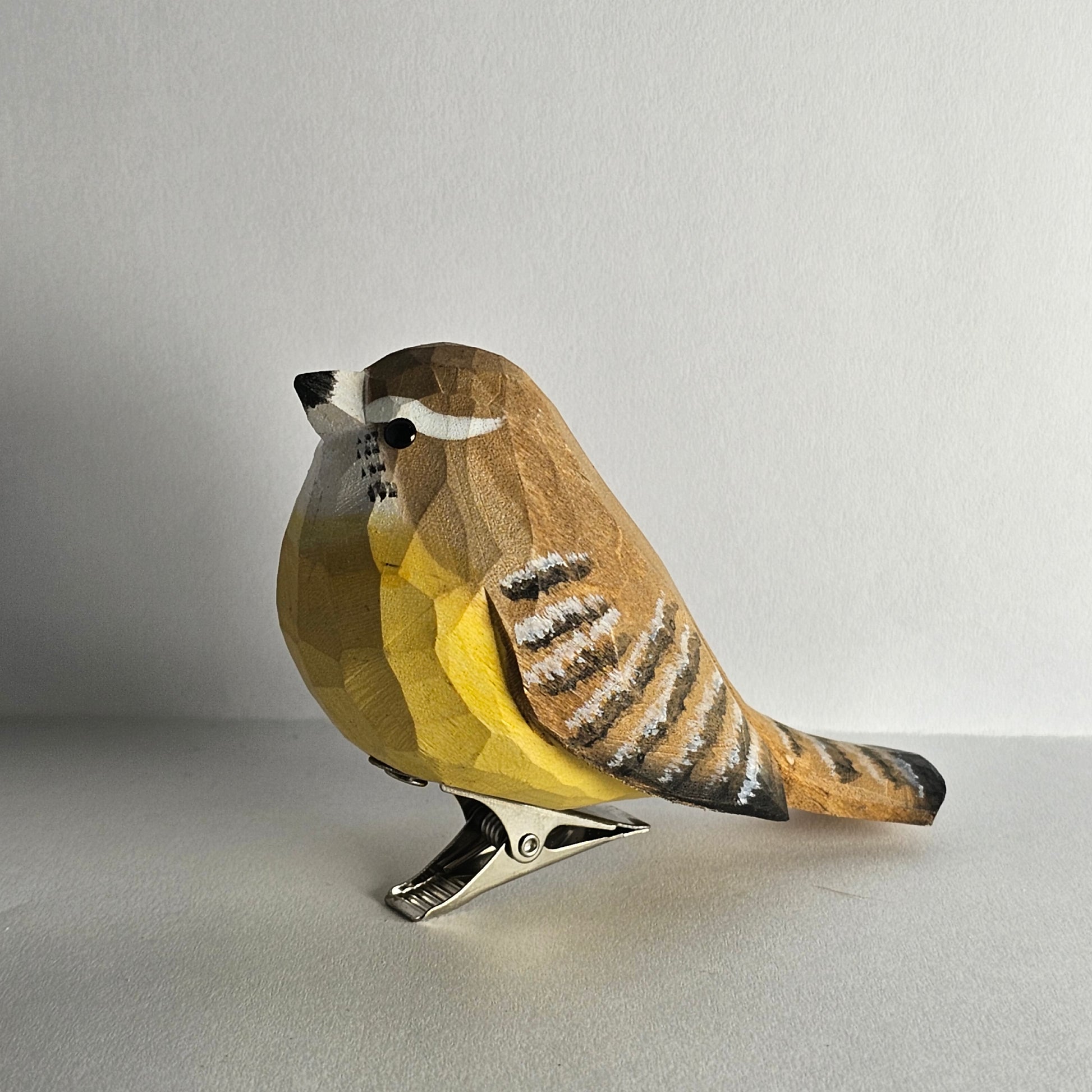 Carolina Wren Clip-on Bird Ornament - Displayed on Tree