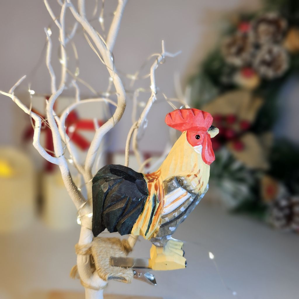 Chicken Wooden Clip-on Christmas Tree Ornament