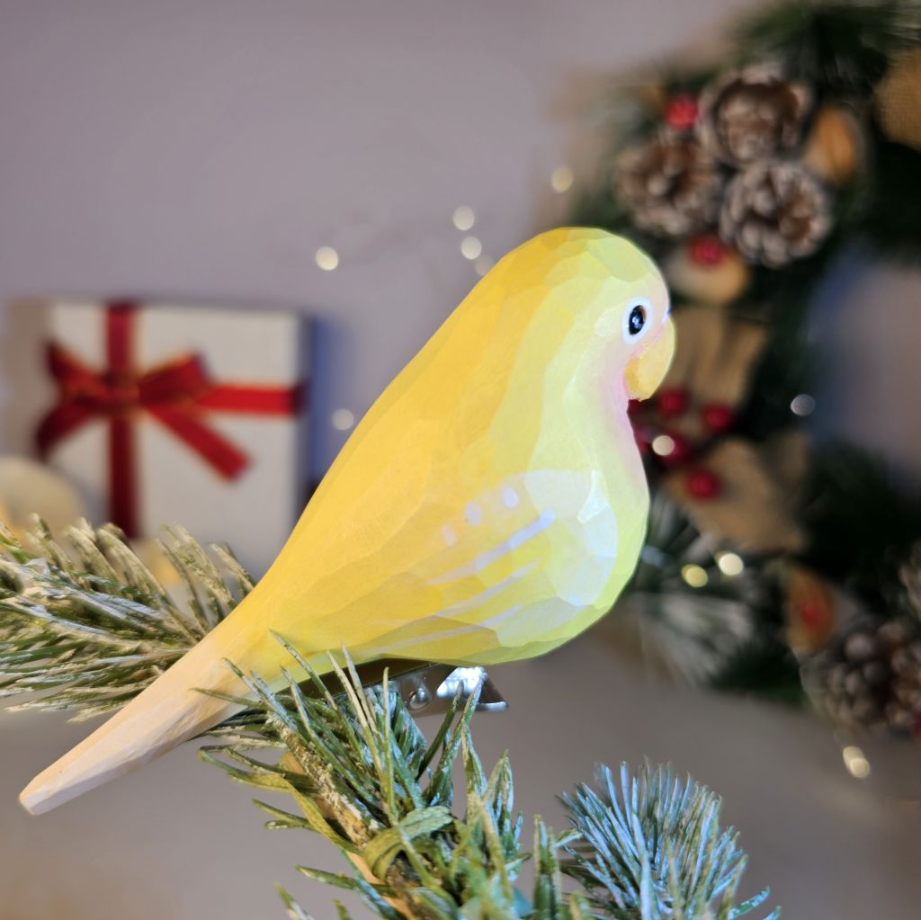 Parakeet Wooden Clip-on Christmas Tree Ornament