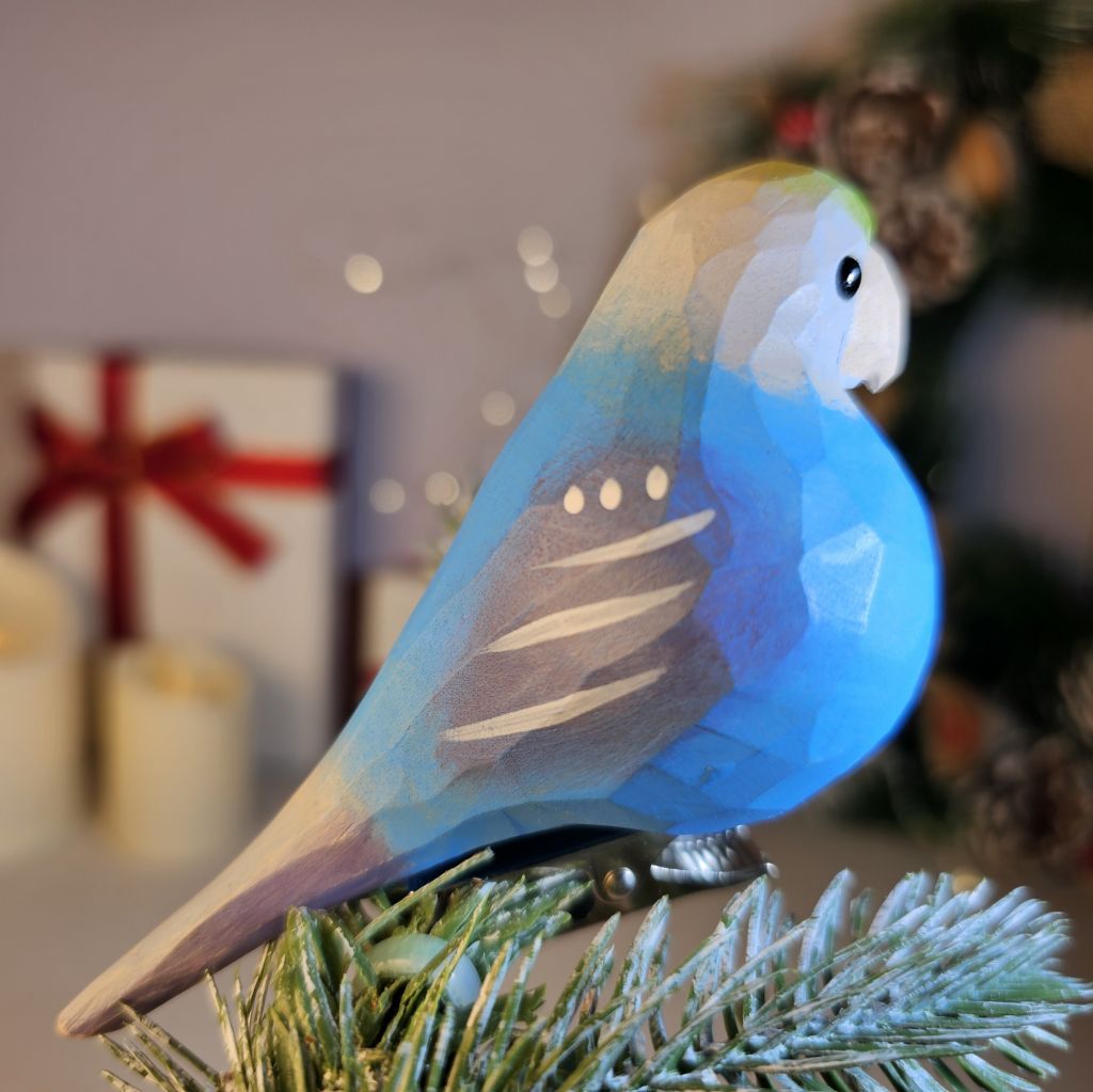 Parakeet Wooden Clip-on Christmas Tree Ornament