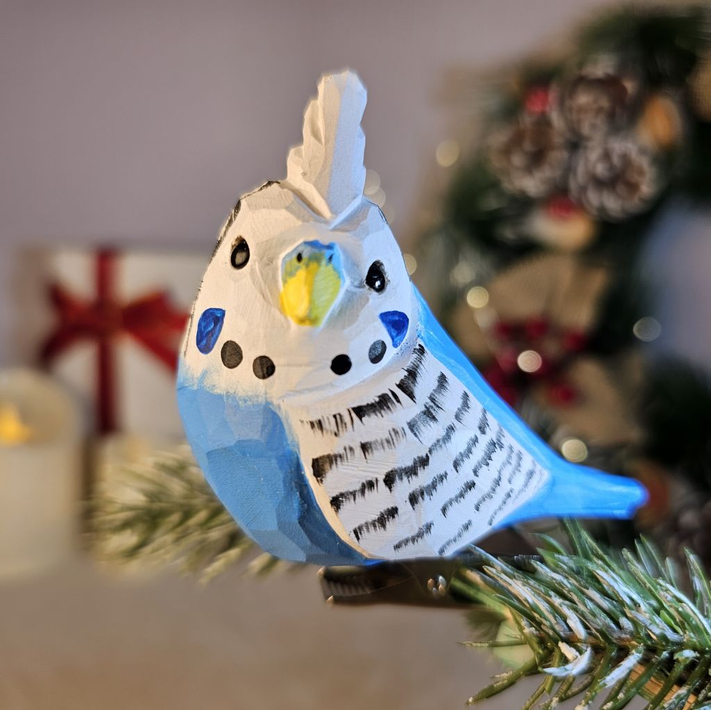 Budgie Wooden Clip-on Christmas Tree Ornament