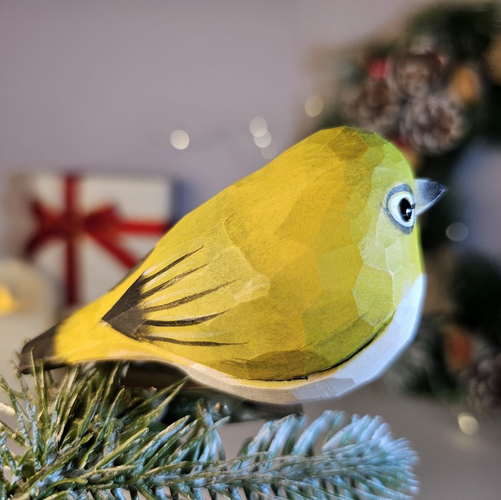 White-eyes Wooden Clip-on Christmas Tree Ornament