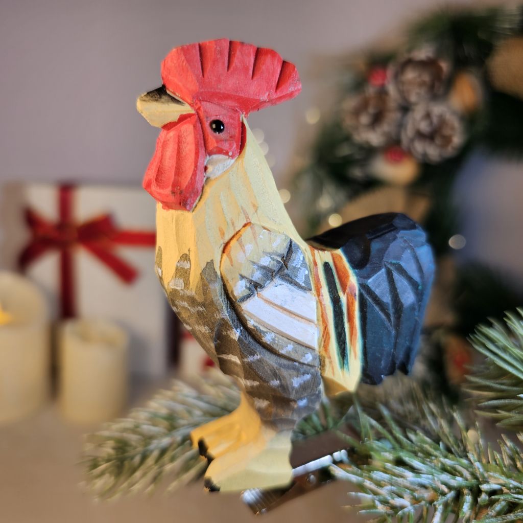 Chicken Wooden Clip-on Christmas Tree Ornament