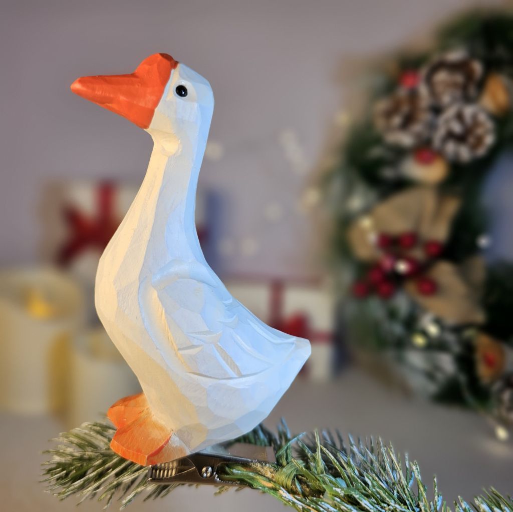 Goose Wooden Clip-on Christmas Tree Ornament