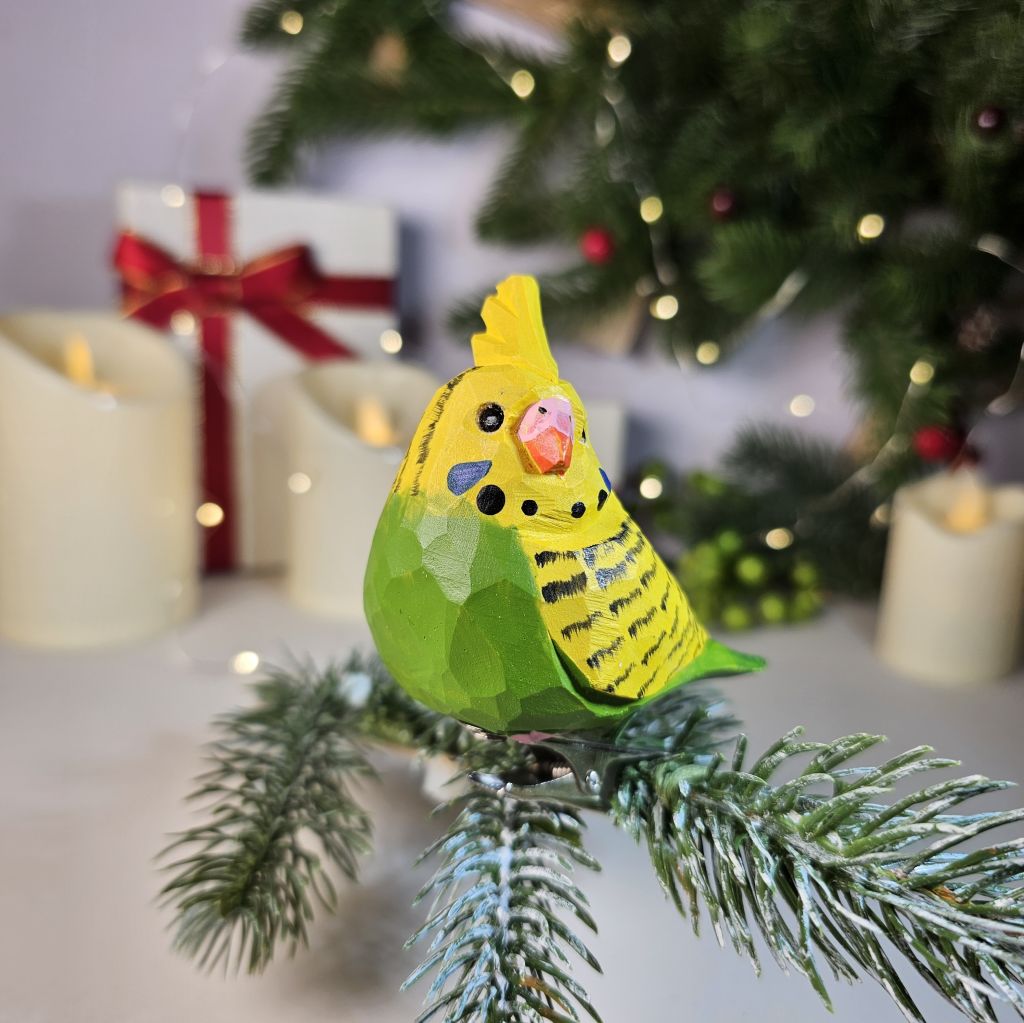 Budgie Wooden Clip-on Christmas Tree Ornament