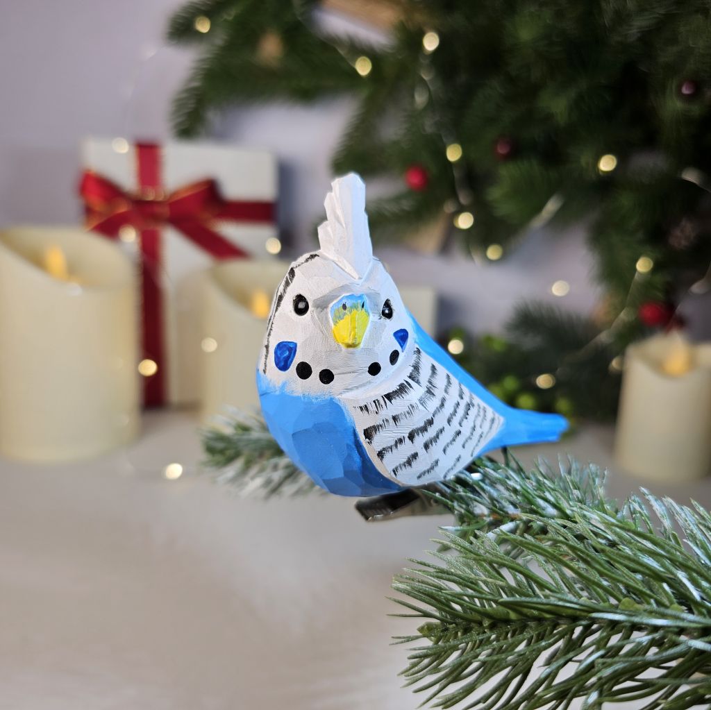 Budgie Wooden Clip-on Christmas Tree Ornament