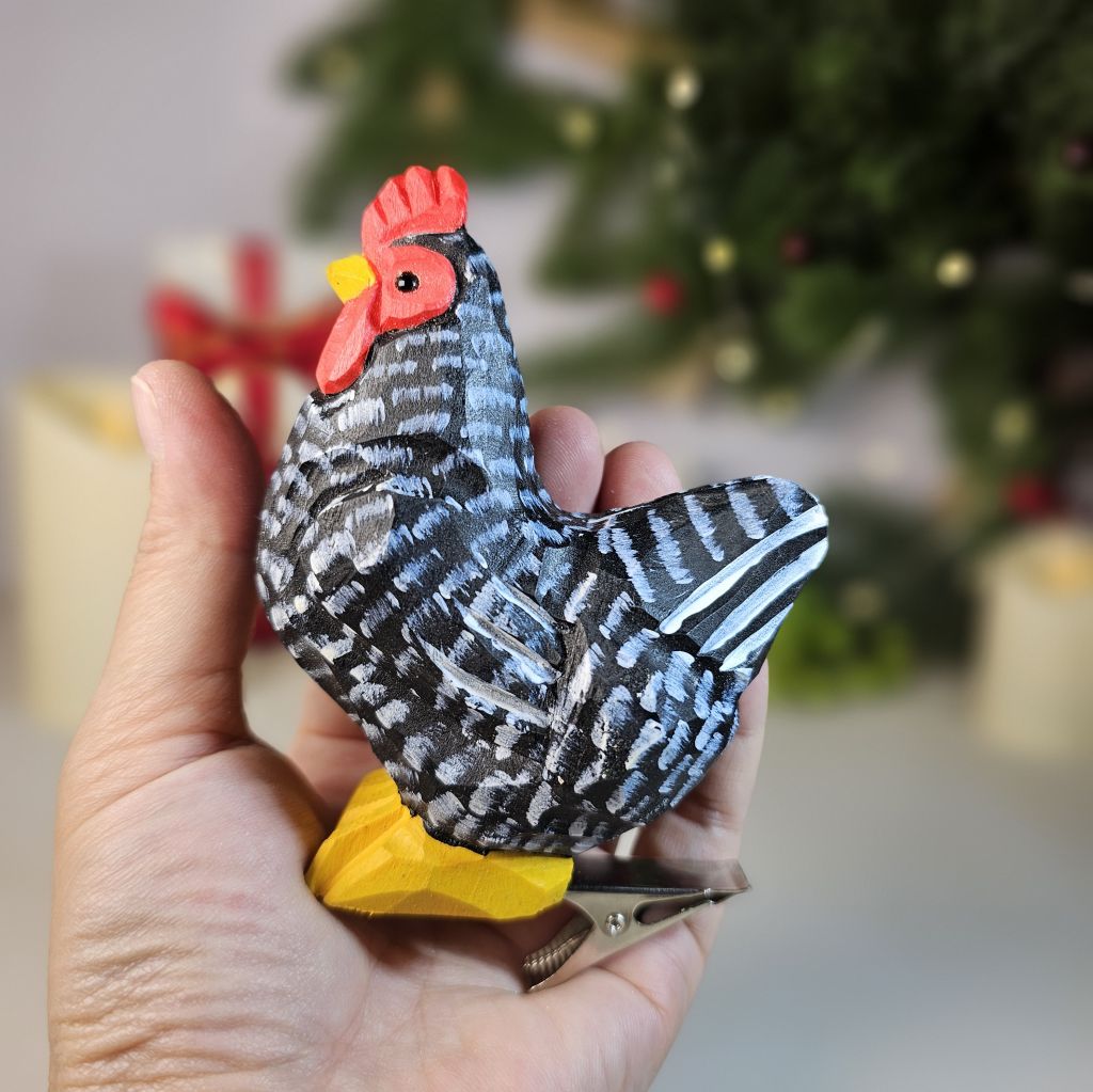 Chicken Wooden Clip-on Christmas Tree Ornament