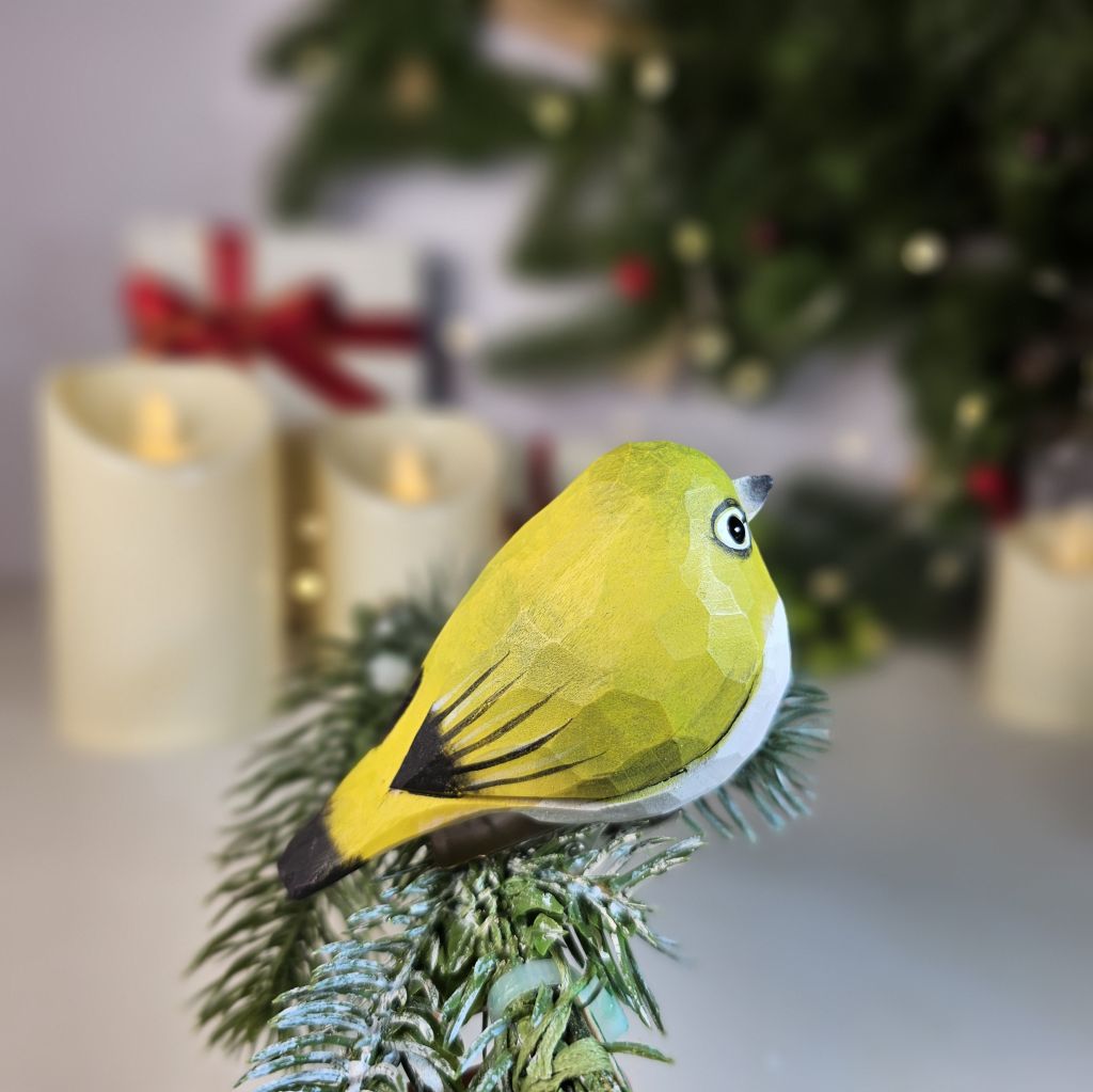 White-eyes Wooden Clip-on Christmas Tree Ornament