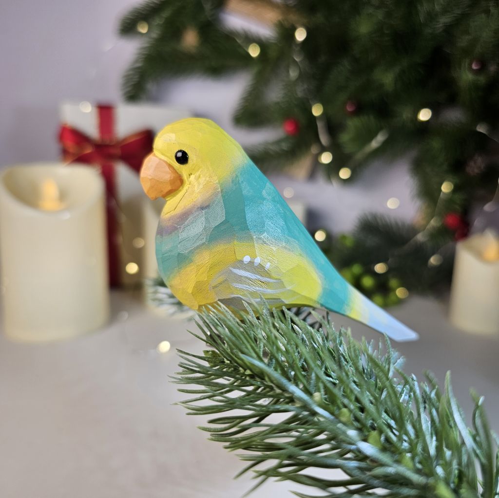 Parakeet Wooden Clip-on Christmas Tree Ornament