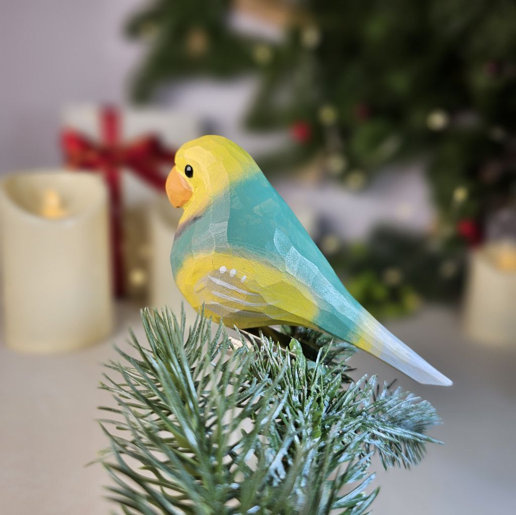 Parakeet Wooden Clip-on Christmas Tree Ornament