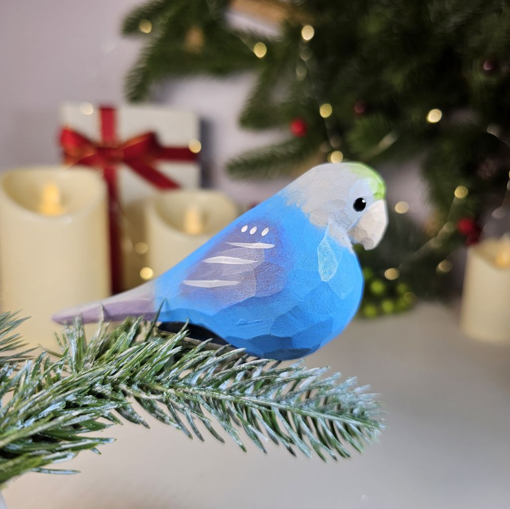 Parakeet Wooden Clip-on Christmas Tree Ornament