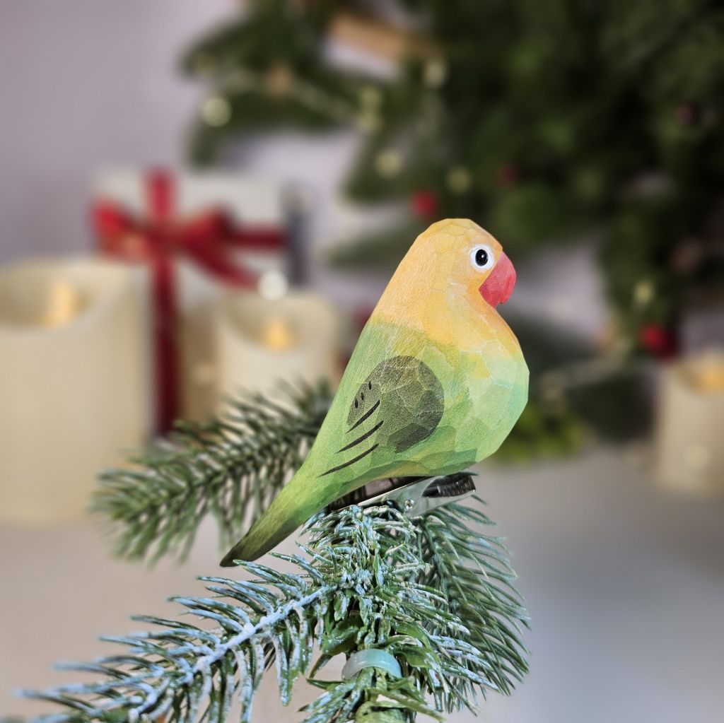 Parakeet Wooden Clip-on Christmas Tree Ornament