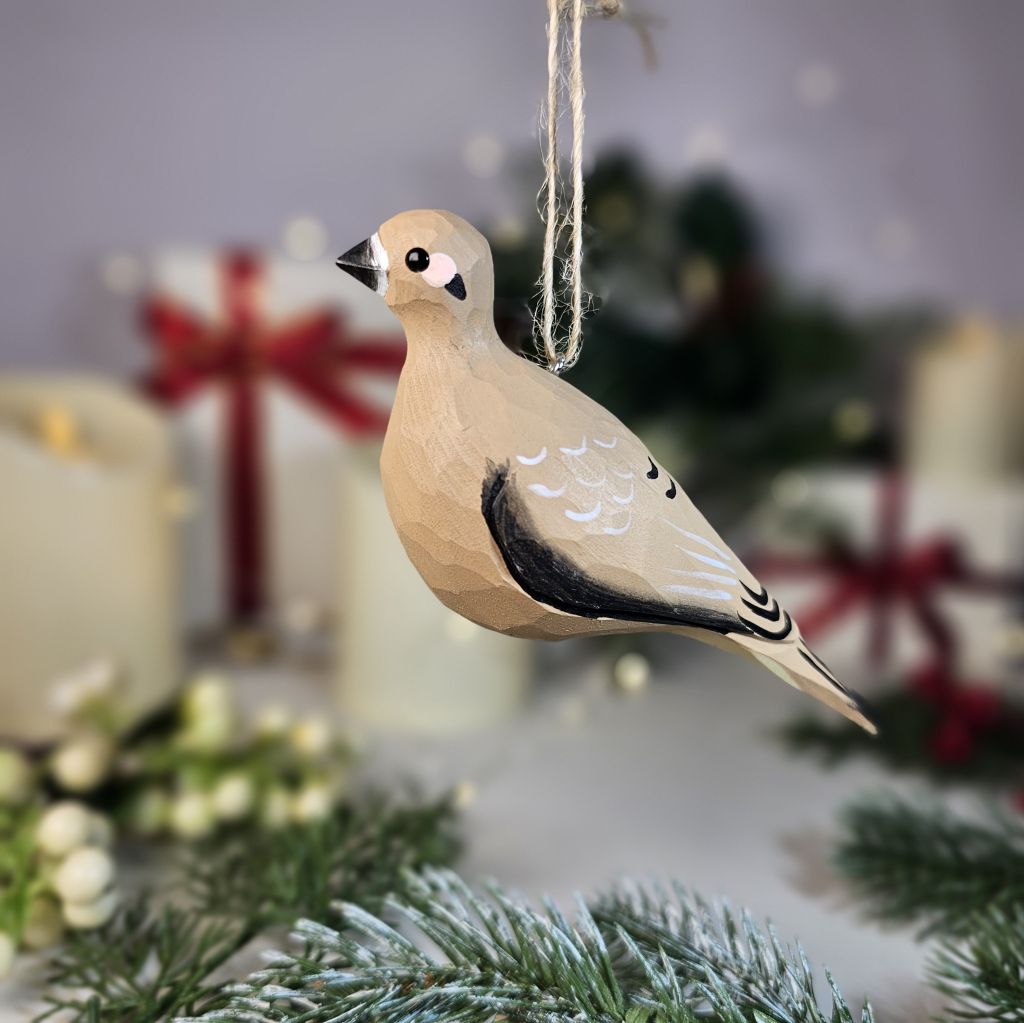 Mourning Dove Wooden Christmas Tree Ornament