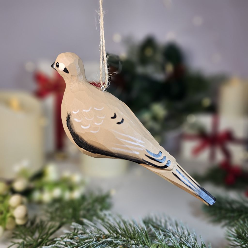 Mourning Dove Wooden Christmas Tree Ornament