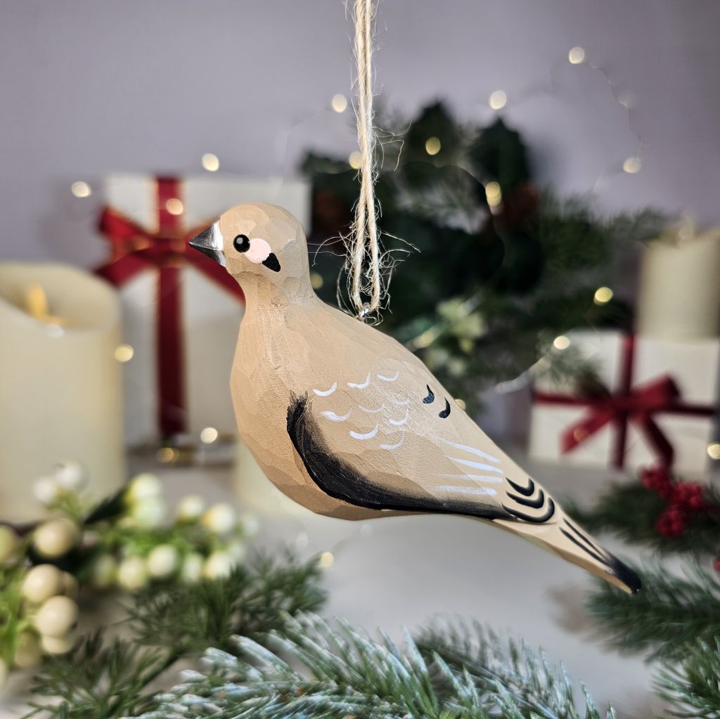 Mourning Dove Wooden Christmas Tree Ornament