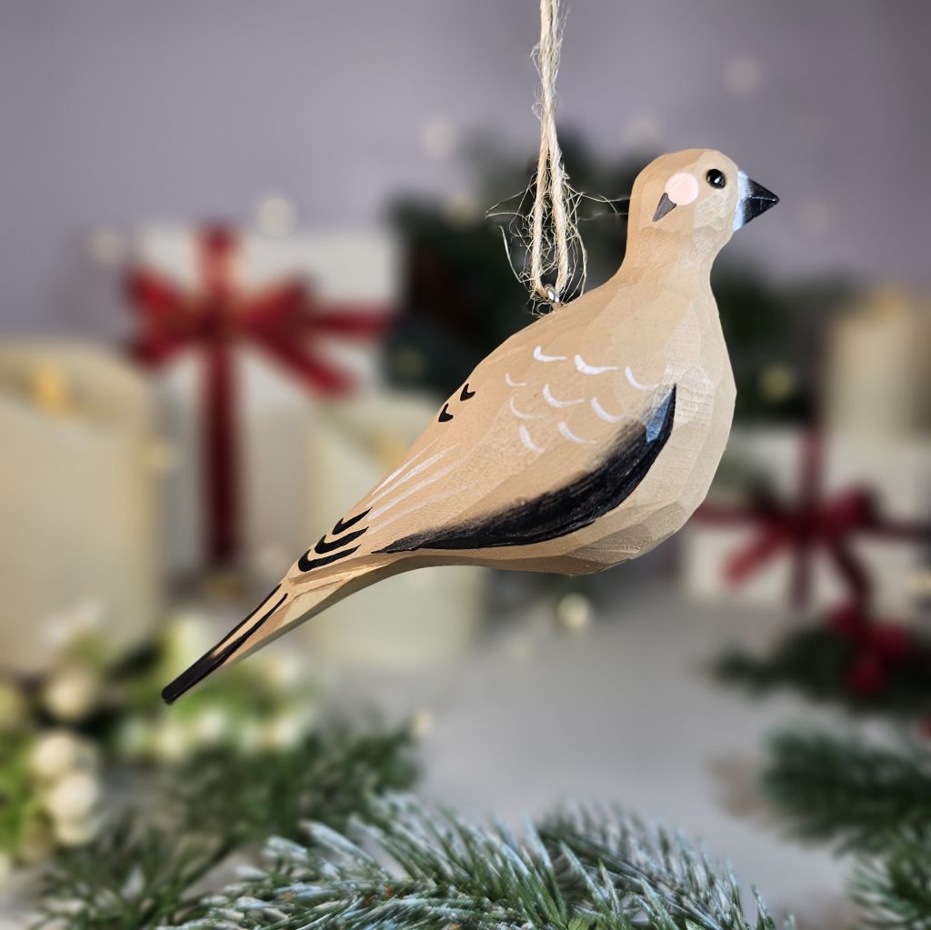 Mourning Dove Wooden Christmas Tree Ornament