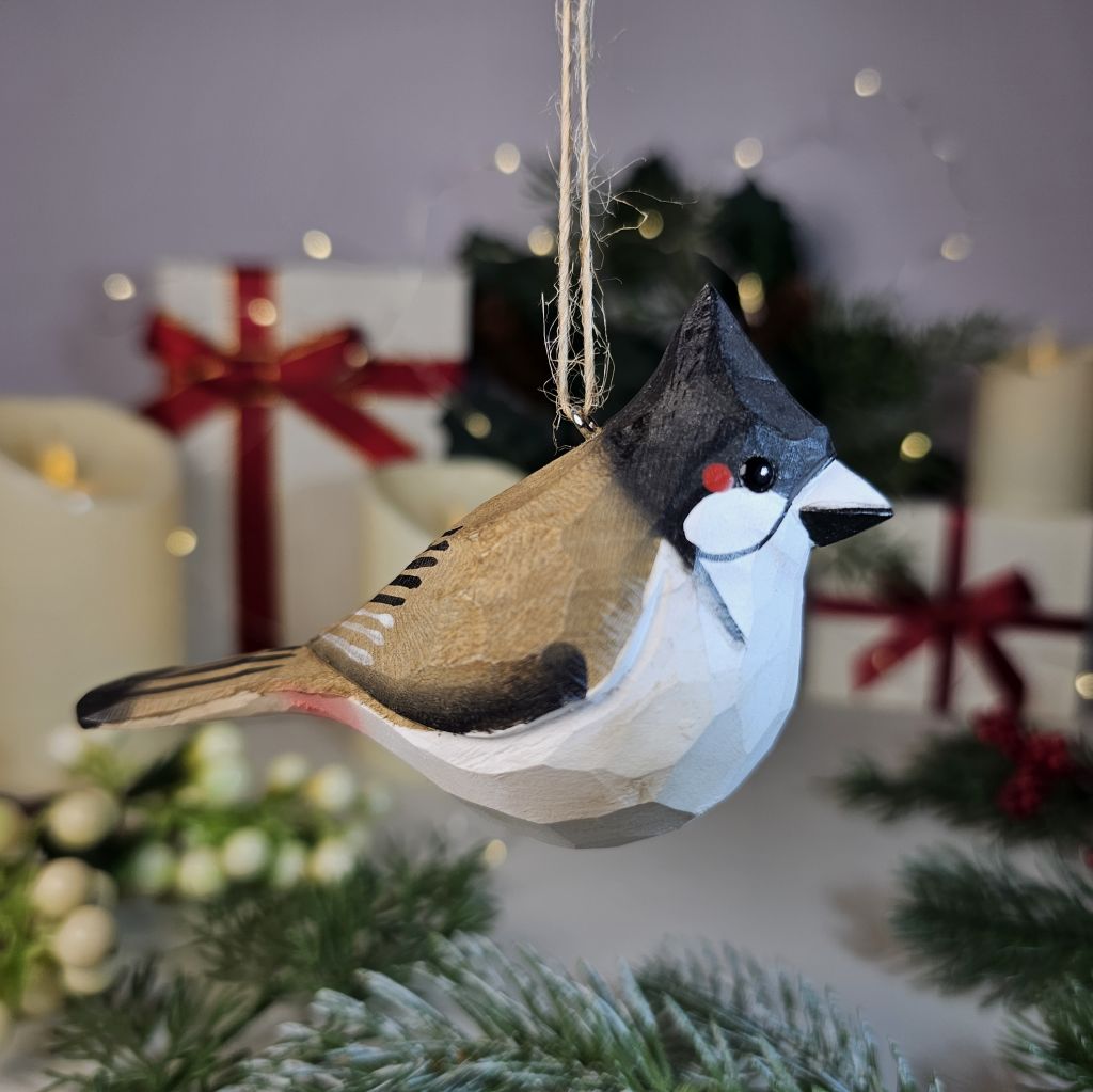 Red-whiskered Bulbul Wooden Christmas Tree Ornament