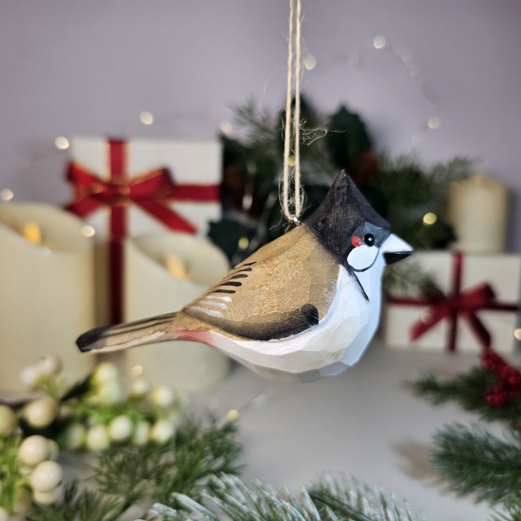 Red-whiskered Bulbul Wooden Christmas Tree Ornament