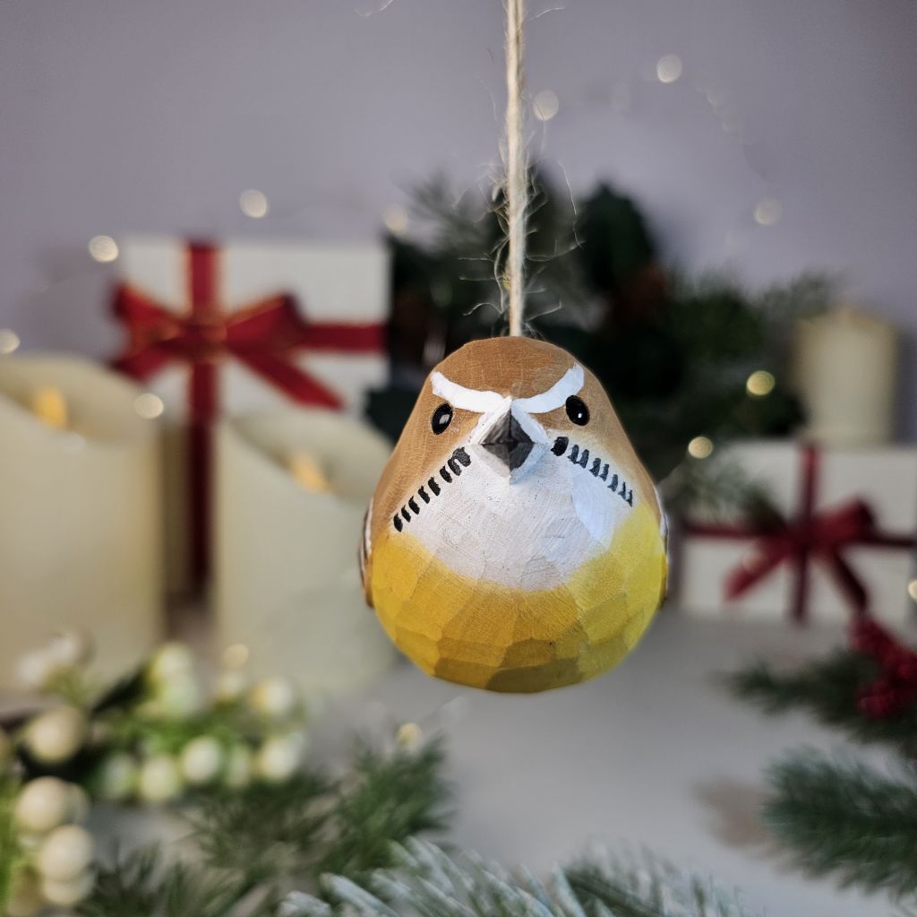 Carolina Wren Wooden Christmas Tree Ornament