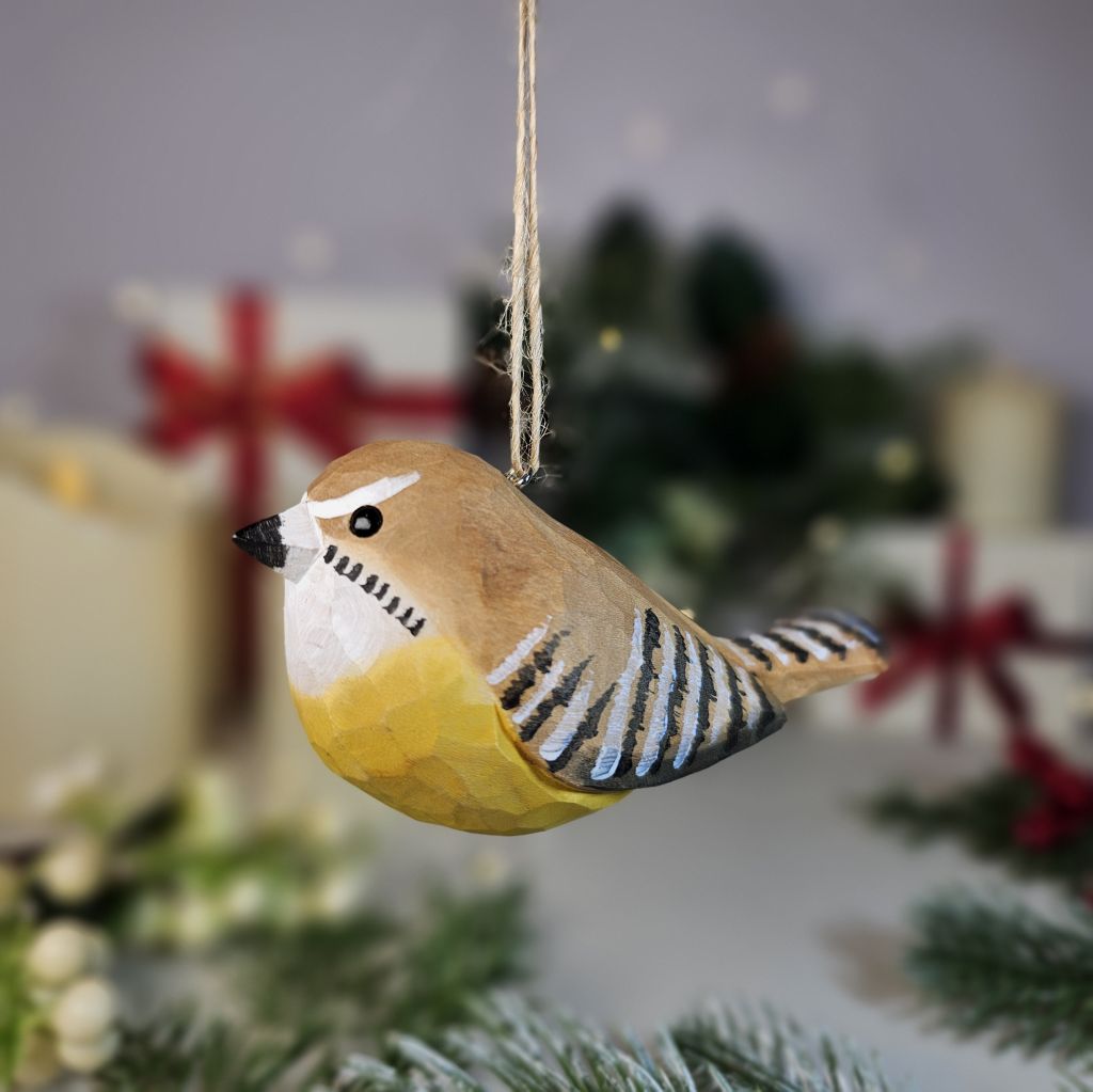 Carolina Wren Wooden Christmas Tree Ornament