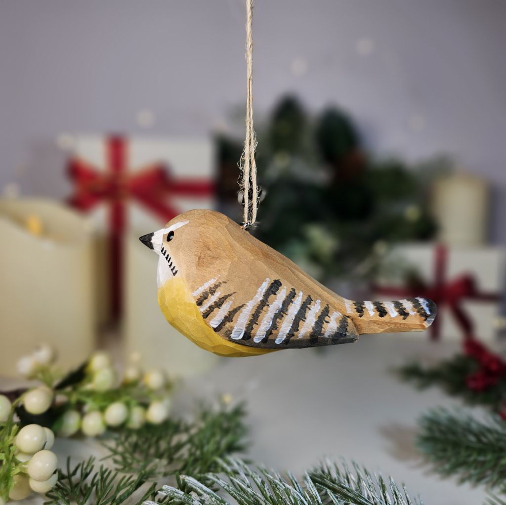 Carolina Wren Wooden Christmas Tree Ornament