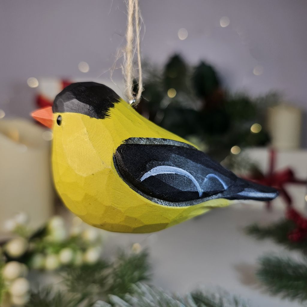 American Goldfinch Wooden Hanging Christmas Tree Ornament