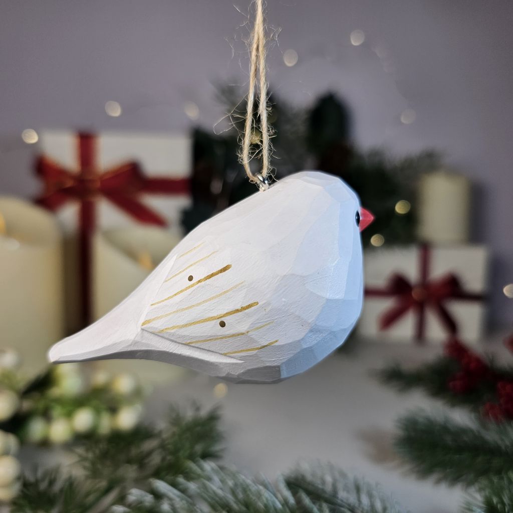 Zebra Finch Wooden Christmas Tree Ornament