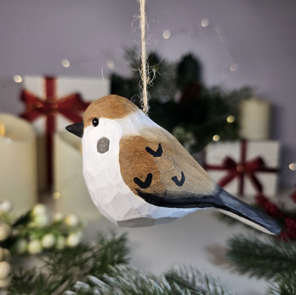 Sparrow Wooden Christmas Tree Ornament