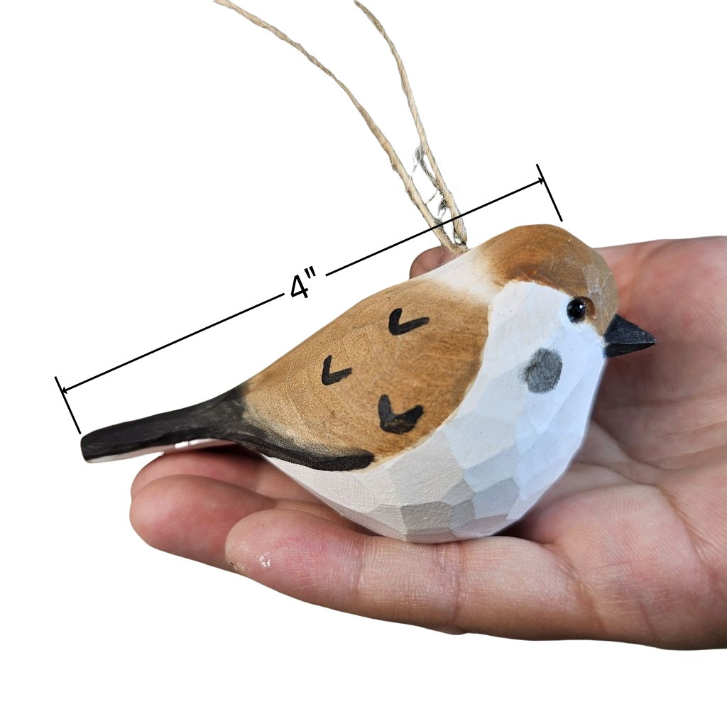 Sparrow Wooden Christmas Tree Ornament