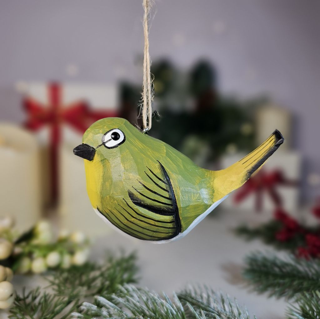 White-Eyes Wooden Christmas Tree Ornament