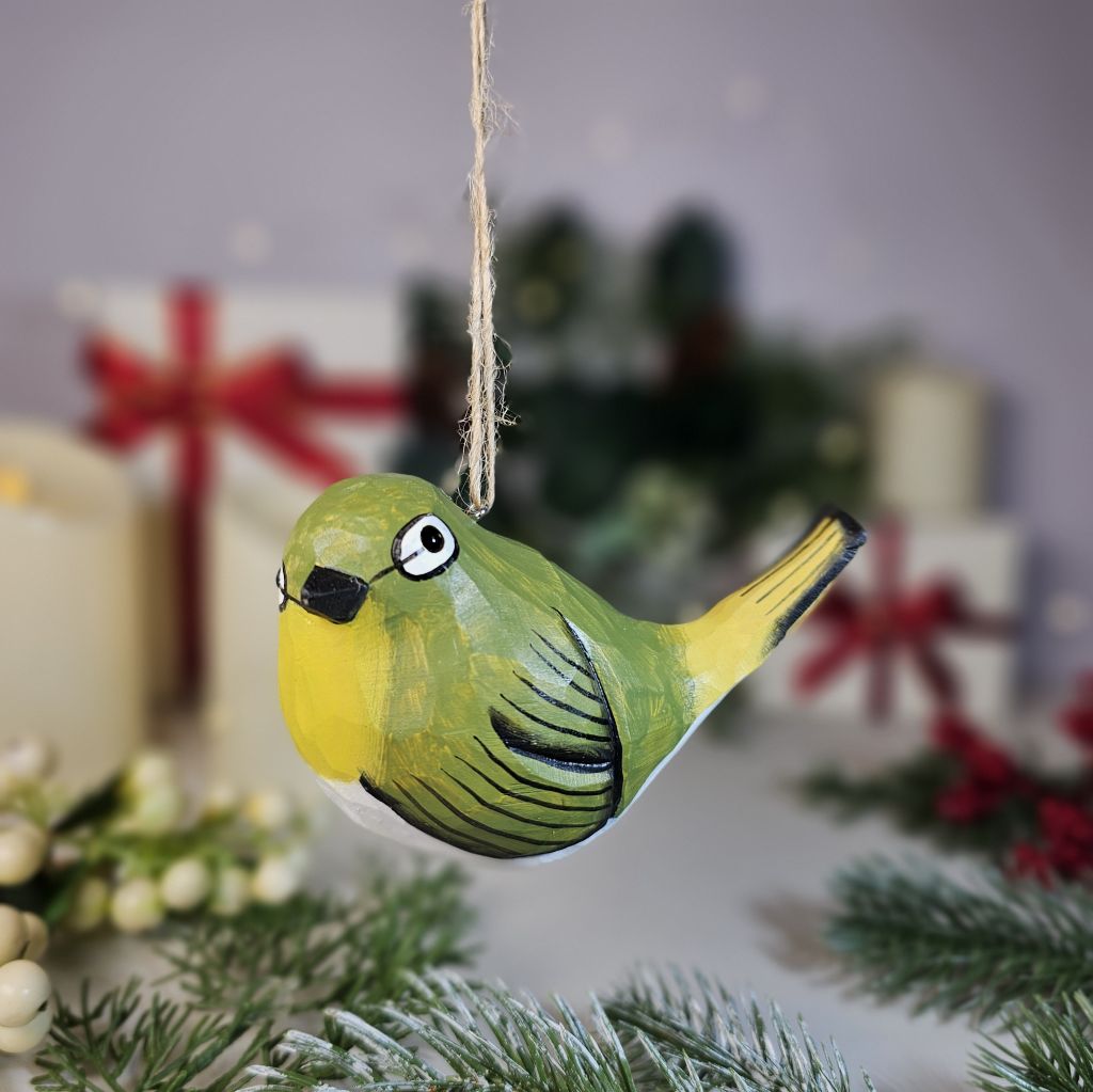 White-Eyes Wooden Christmas Tree Ornament