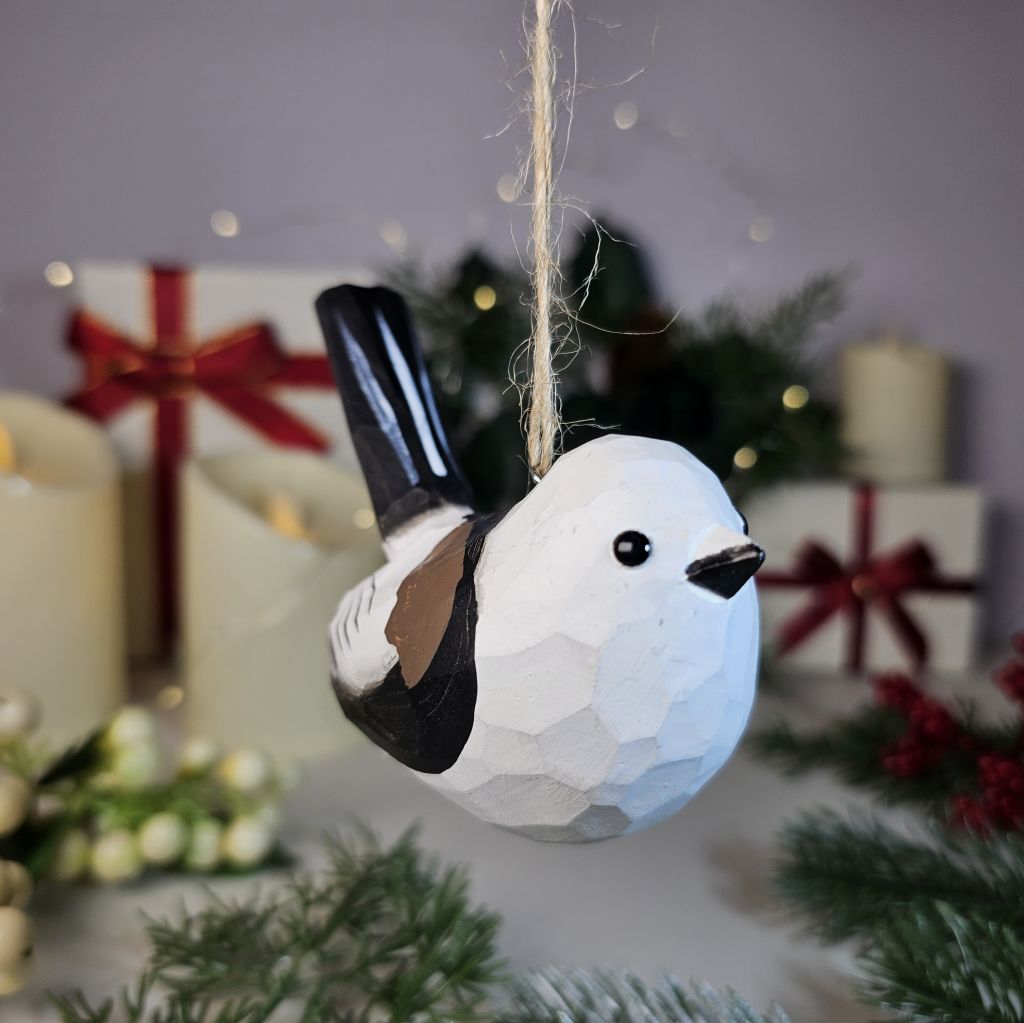 Long-tailed Tit Wooden Christmas Tree Ornament