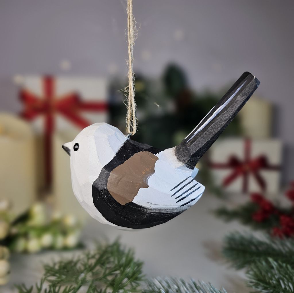 Long-tailed Tit Wooden Christmas Tree Ornament