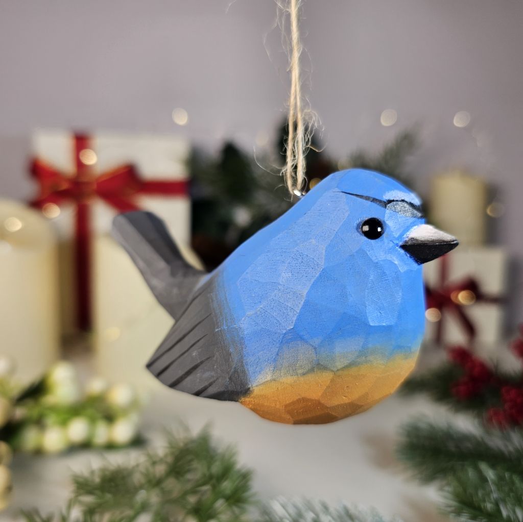 Snowy-browed Flycatcher Wooden Christmas Tree Ornament