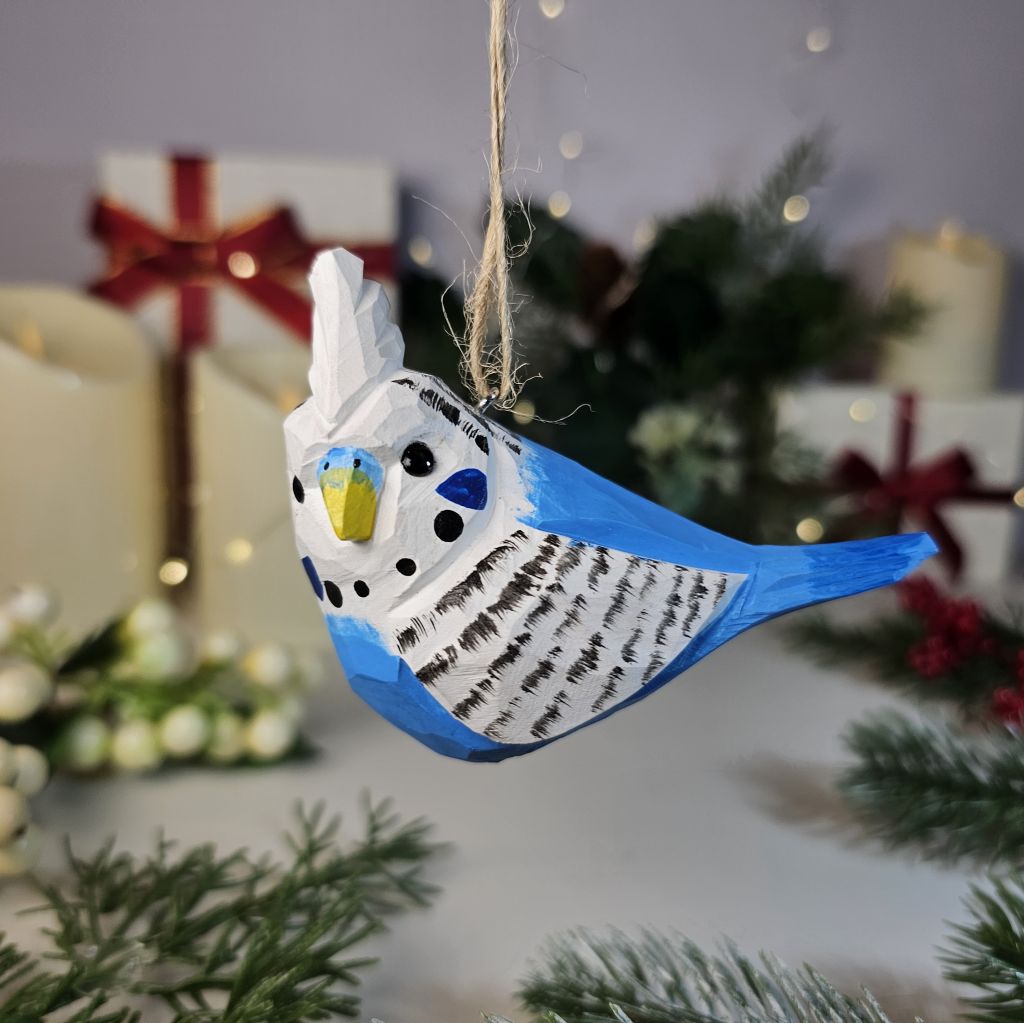 Budgerigar Wooden Christmas Tree Ornament