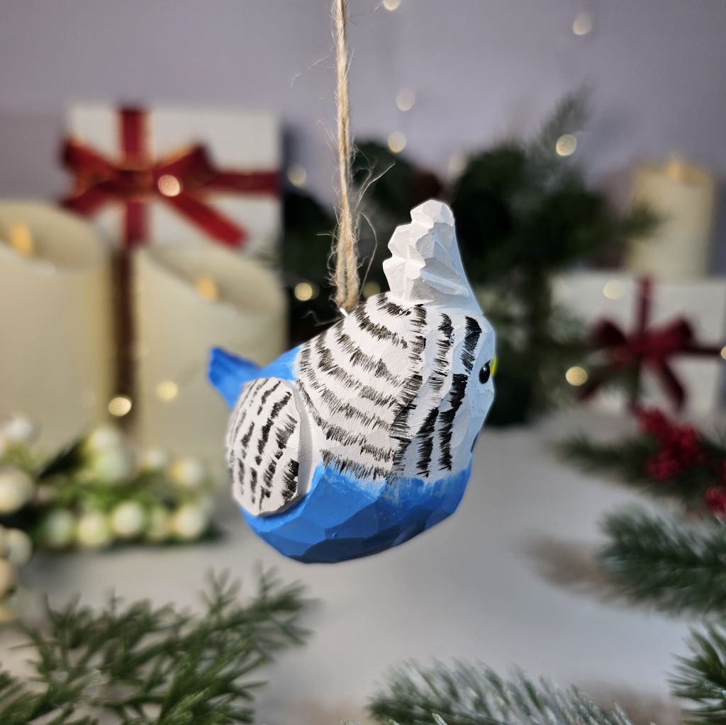 Budgerigar Wooden Christmas Tree Ornament